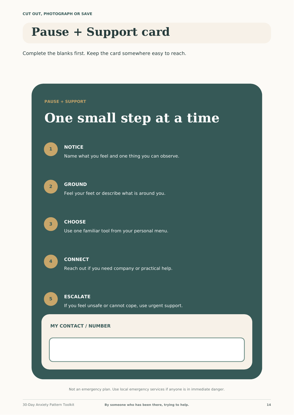 Personal Reset Plan page from the Quietly Better toolkit